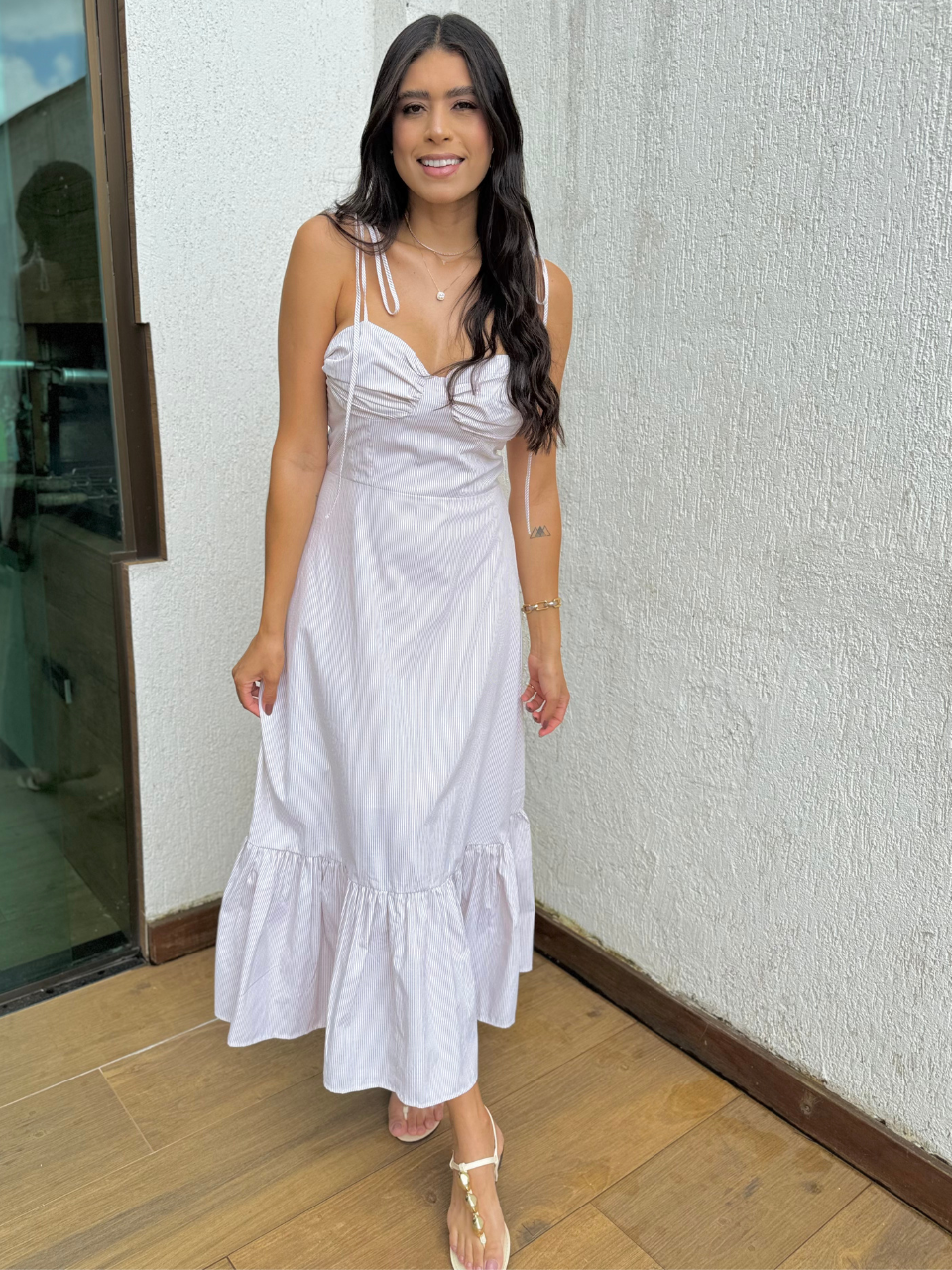 Vestido longo de alça ajustável Thaciane