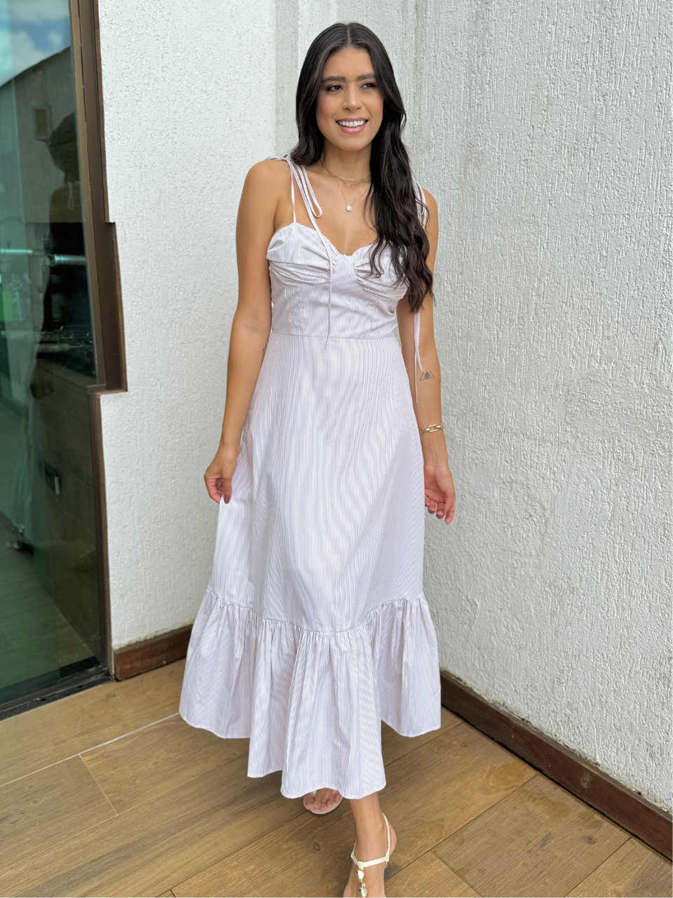 Vestido longo de alça ajustável Thaciane