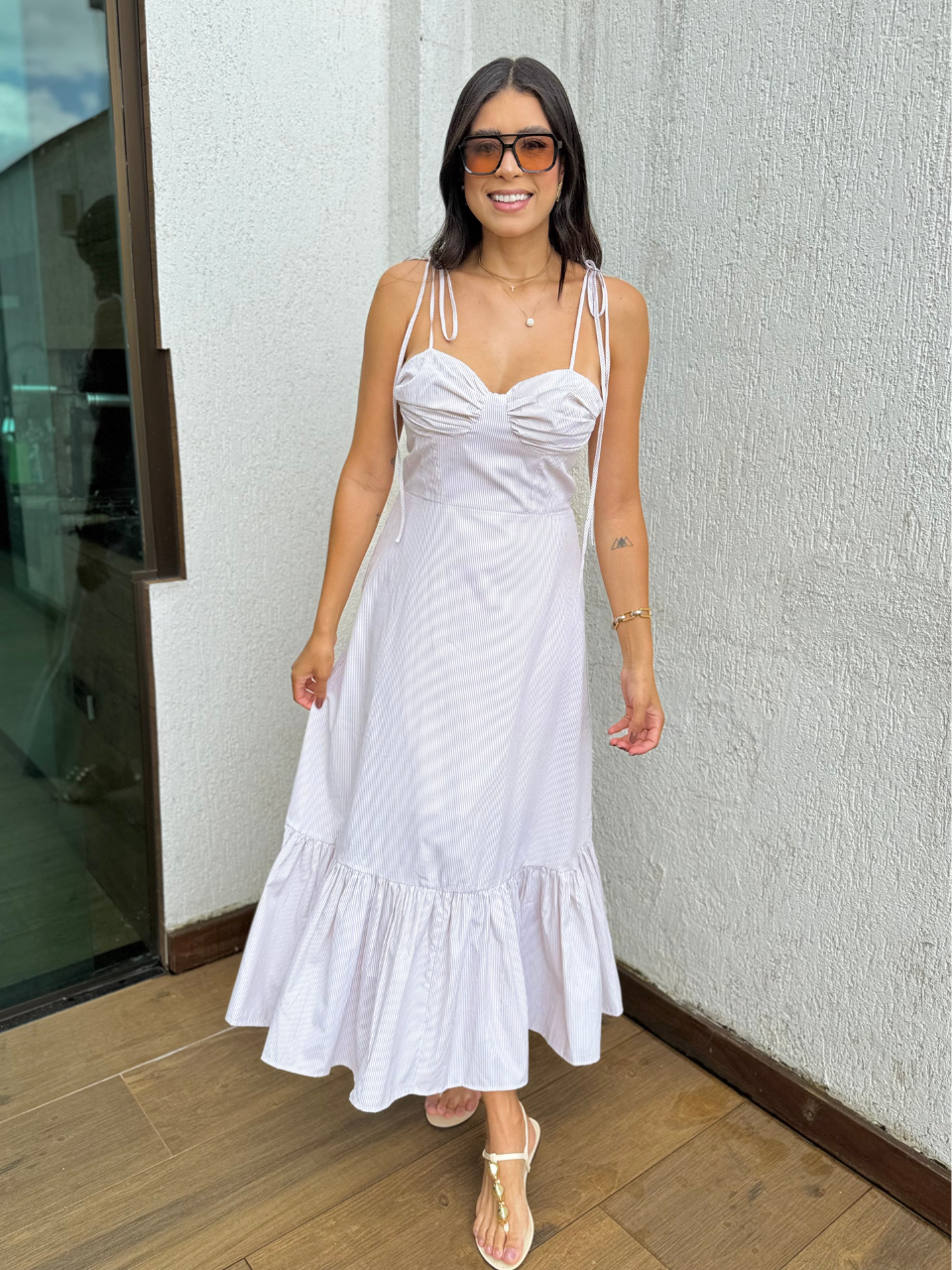 Vestido longo de alça ajustável Thaciane