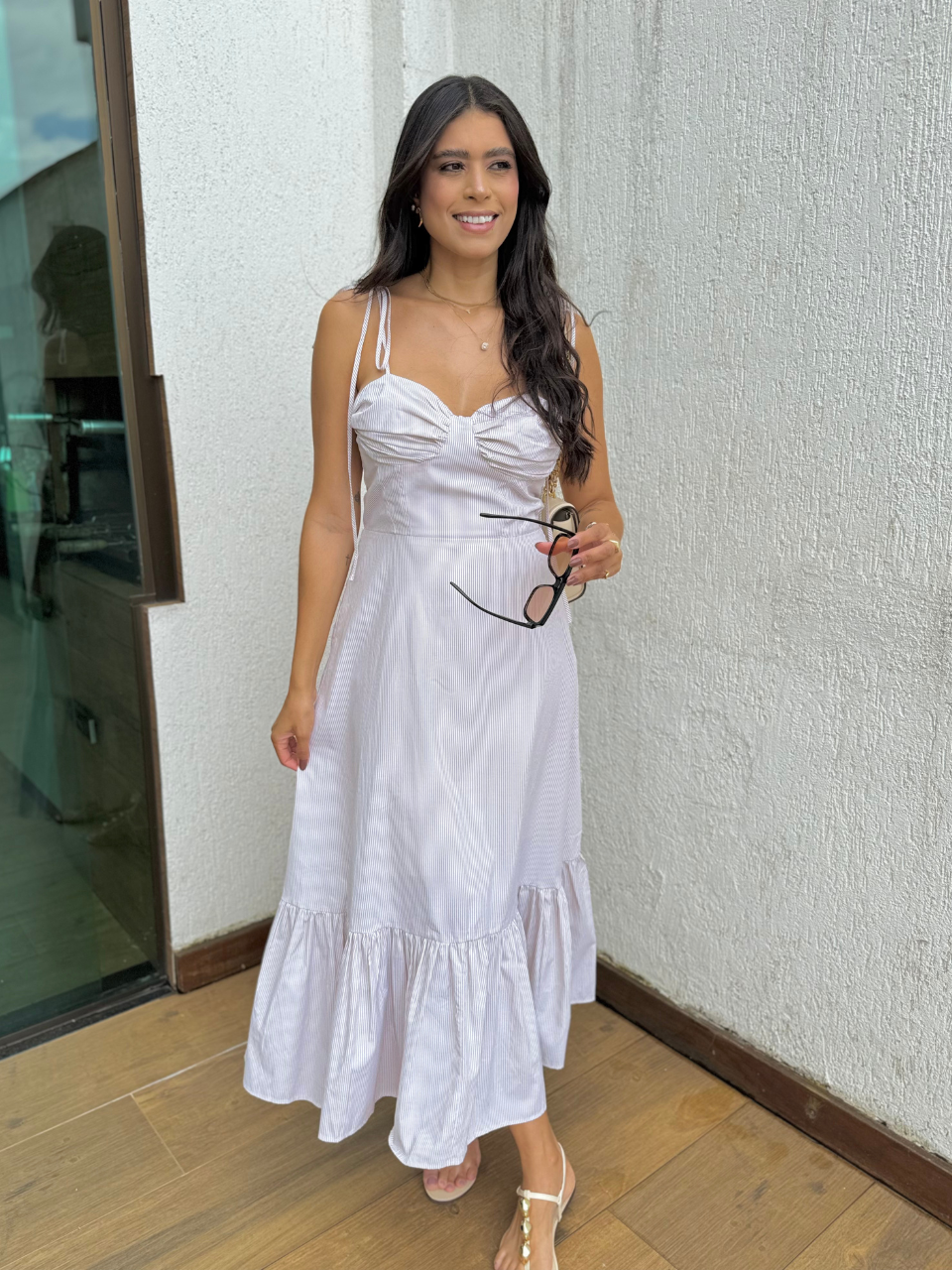 Vestido longo de alça ajustável Thaciane