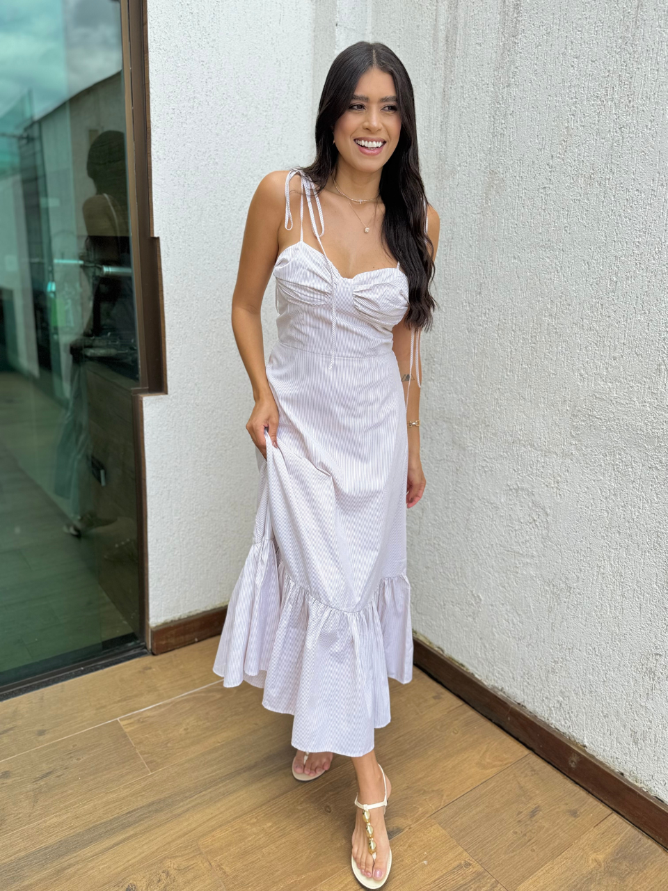 Vestido longo de alça ajustável Thaciane