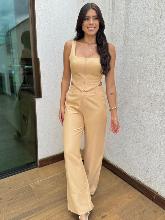 Conjunto alfaiataria beje Lavi