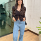 Calça jeans wide leg Bianca