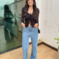 Calça jeans wide leg Bianca