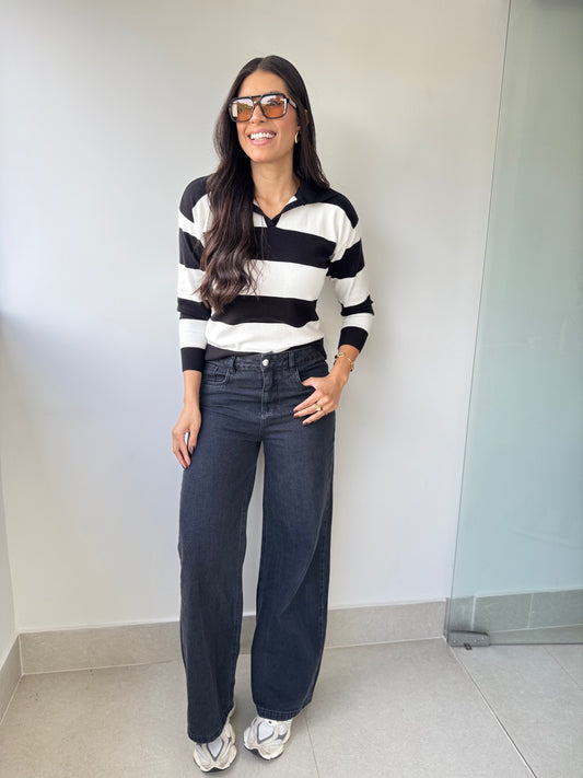 Blusa tricot modal listrado