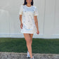 Vestido curto bordado Celine