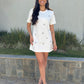 Vestido curto bordado Celine