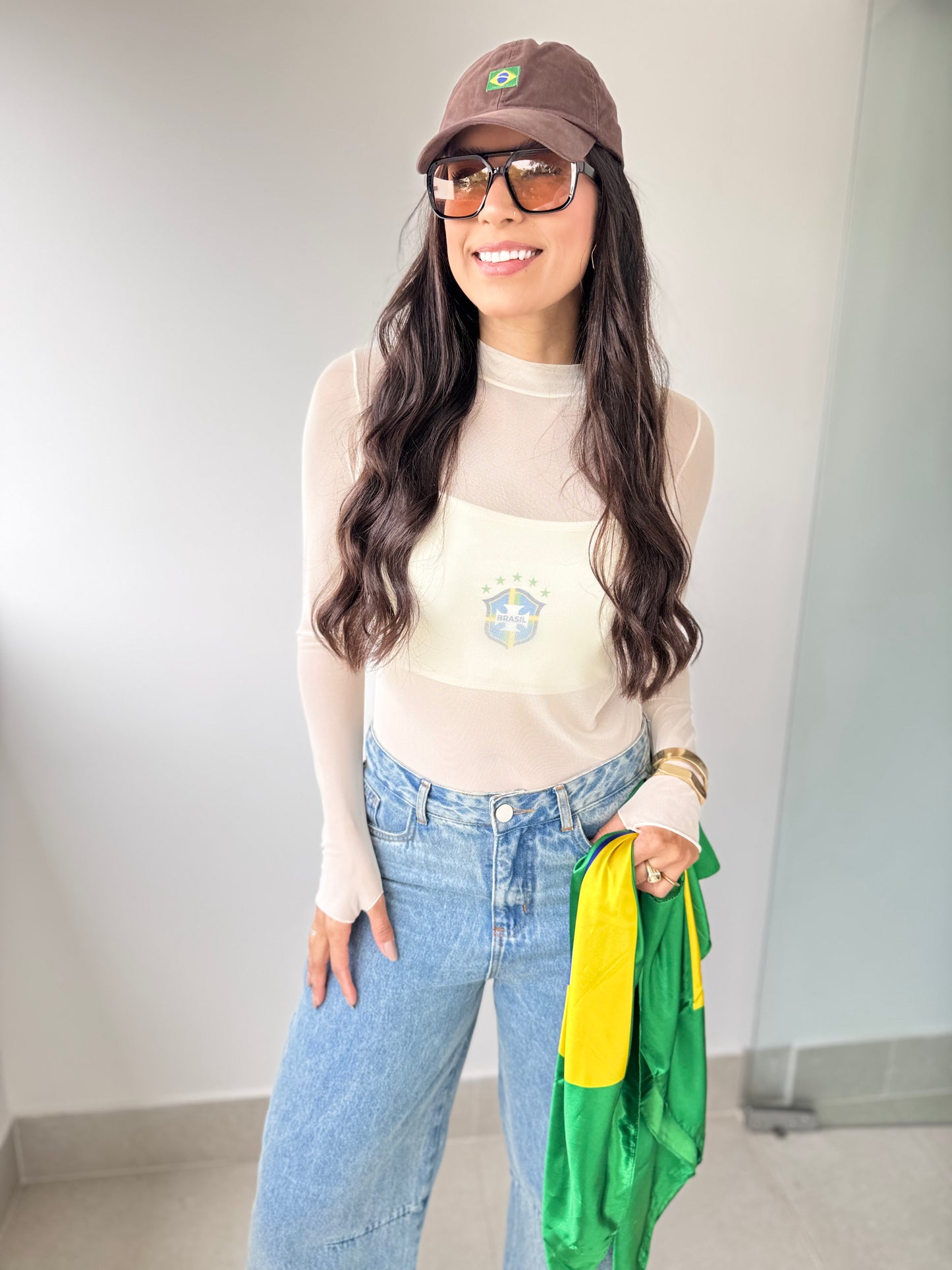 Kit Copa Blusa de Tule + Top liso + Top Brasil