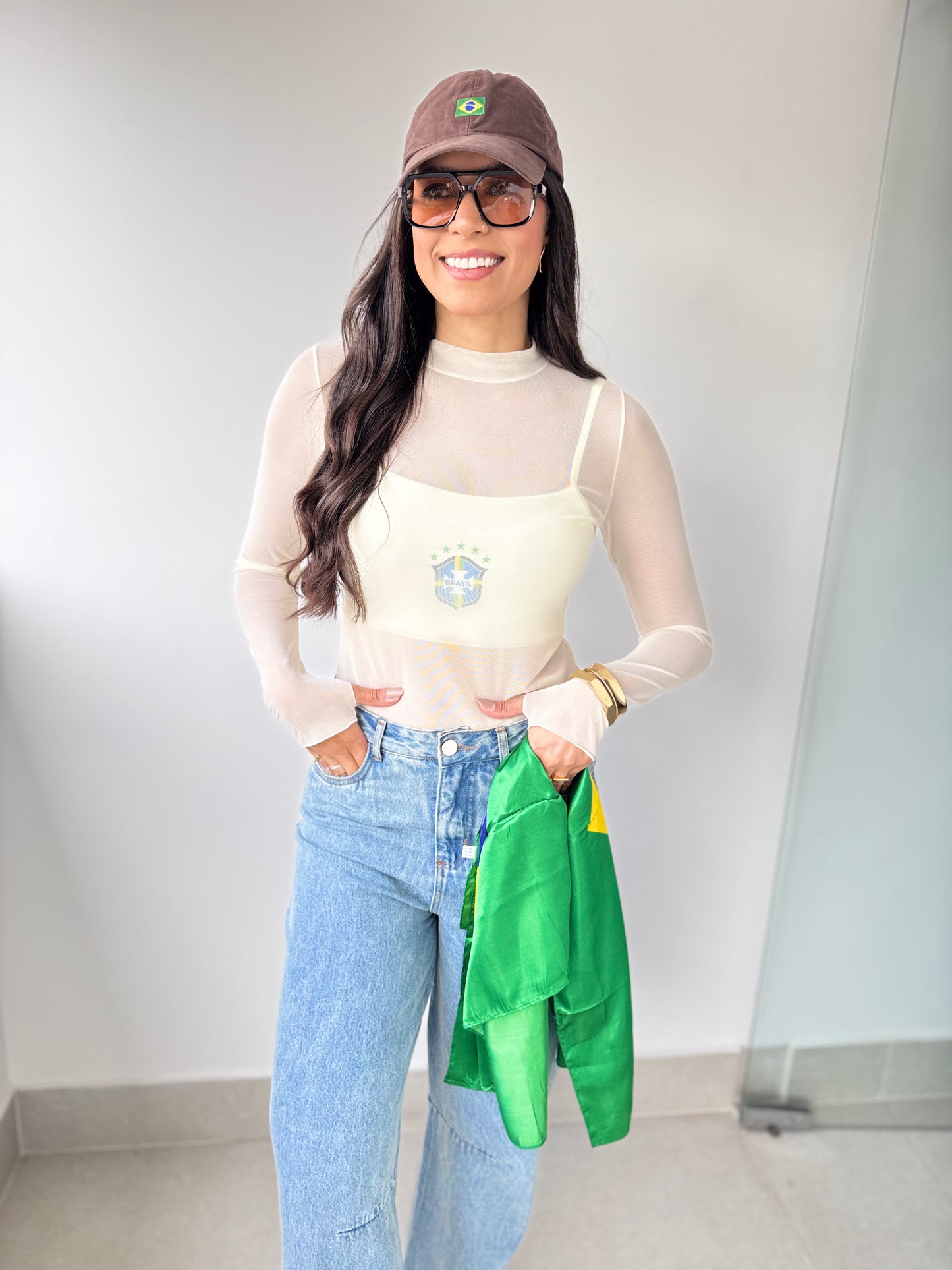 Kit Copa Blusa de Tule + Top liso + Top Brasil