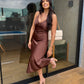 Vestido cetim midi Sandy