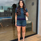 Conjunto de tricô listrado azul marinho Priscila