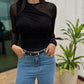 Blusa Manga Longa de Tule Valentina
