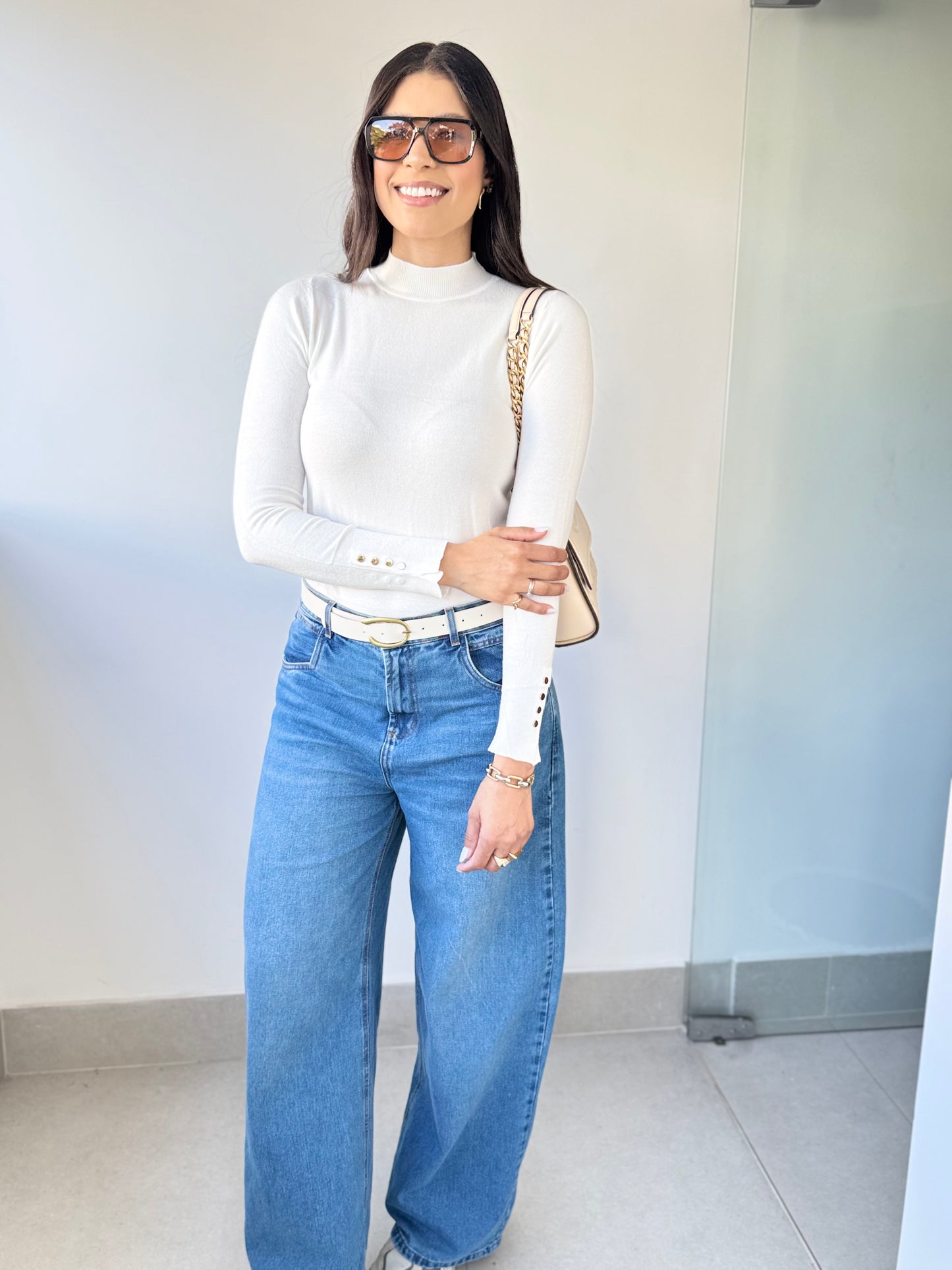 Blusa Manga Longa Off White Bruna