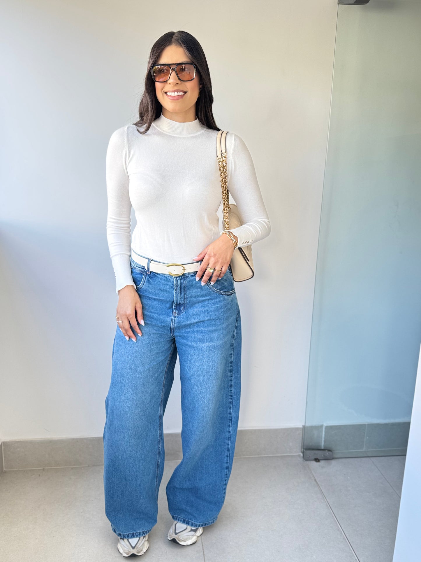 Blusa Manga Longa Off White Bruna