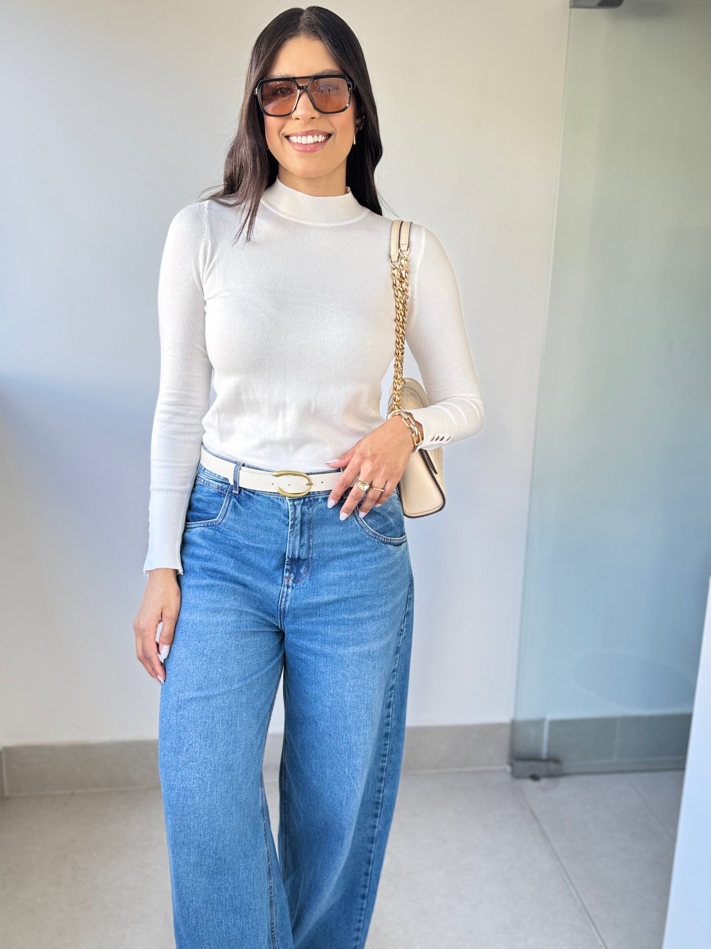 Blusa Manga Longa Off White Bruna