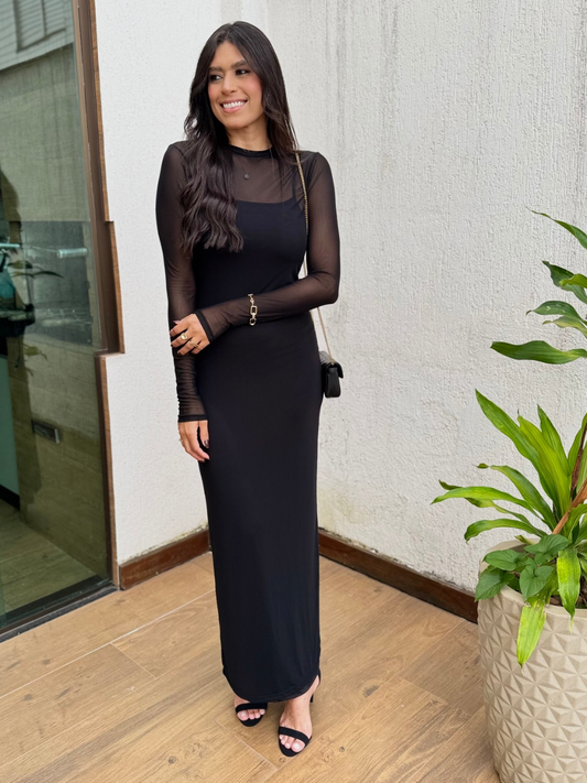 Vestido Longo em Tule Aline