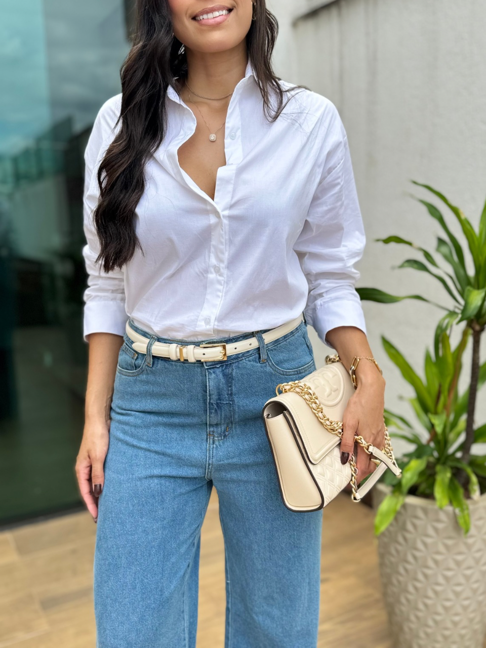 Calça jeans wide leg Bianca
