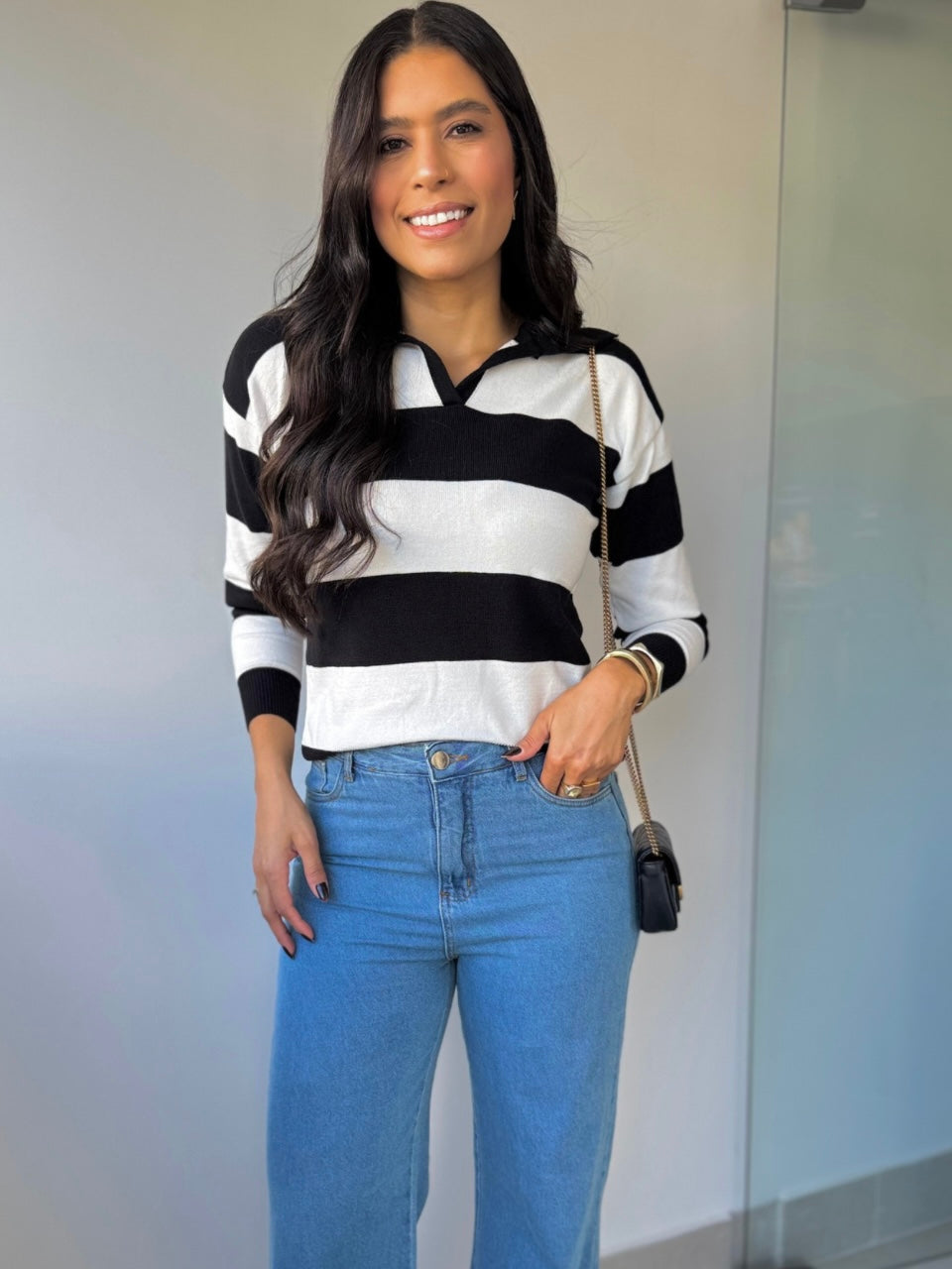 Blusa tricot modal listrado